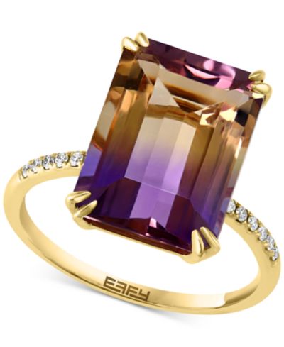 EFFY® кольцо с аметрин (9-5/8 ct. t.w.) и бриллиантом (1/20 ct. t.w.) в 14k золоте