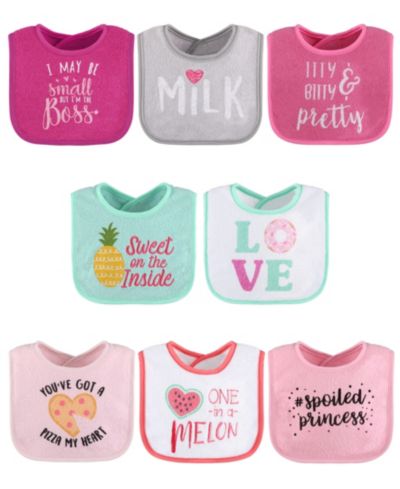 The Peanutshell Cotton Feeding Baby Bib, 8pk Girls