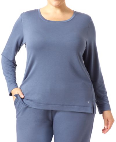 HUE® Plus Size Solid Long Sleeve Lounge T-Shirt