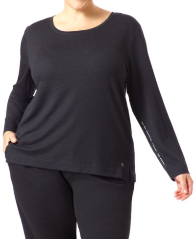 HUE® Plus Size Solid Long Sleeve Lounge T-Shirt