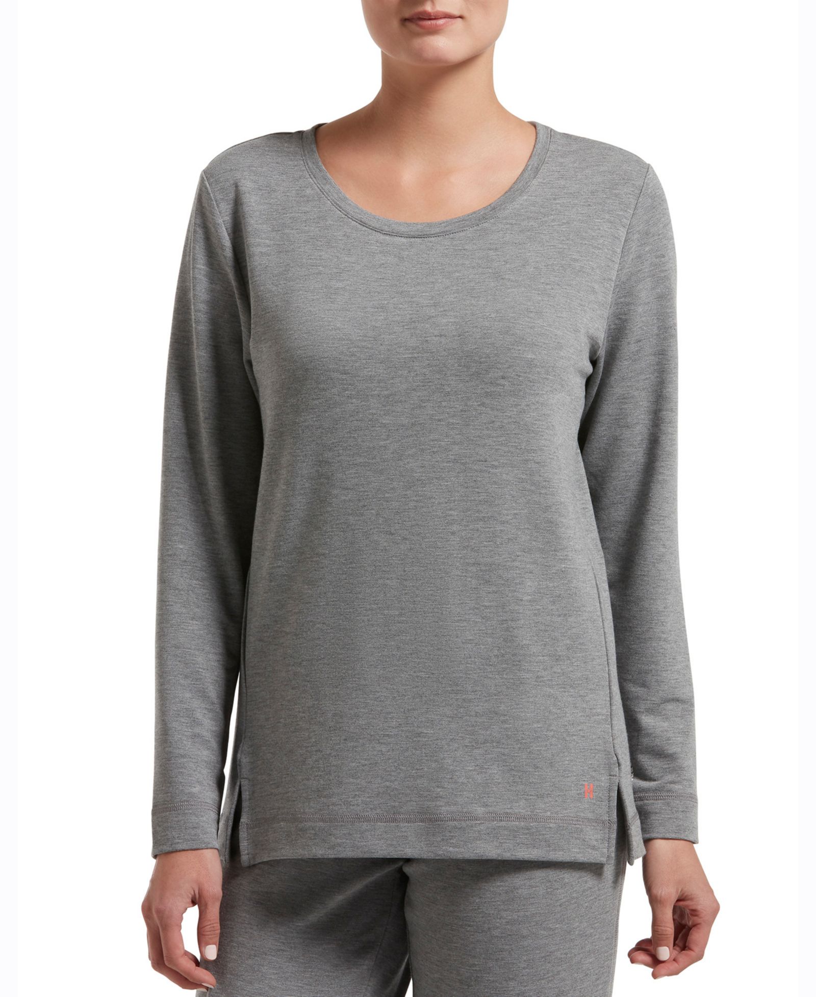 HUE® Plus Size Solid Long Sleeve Lounge T-Shirt
