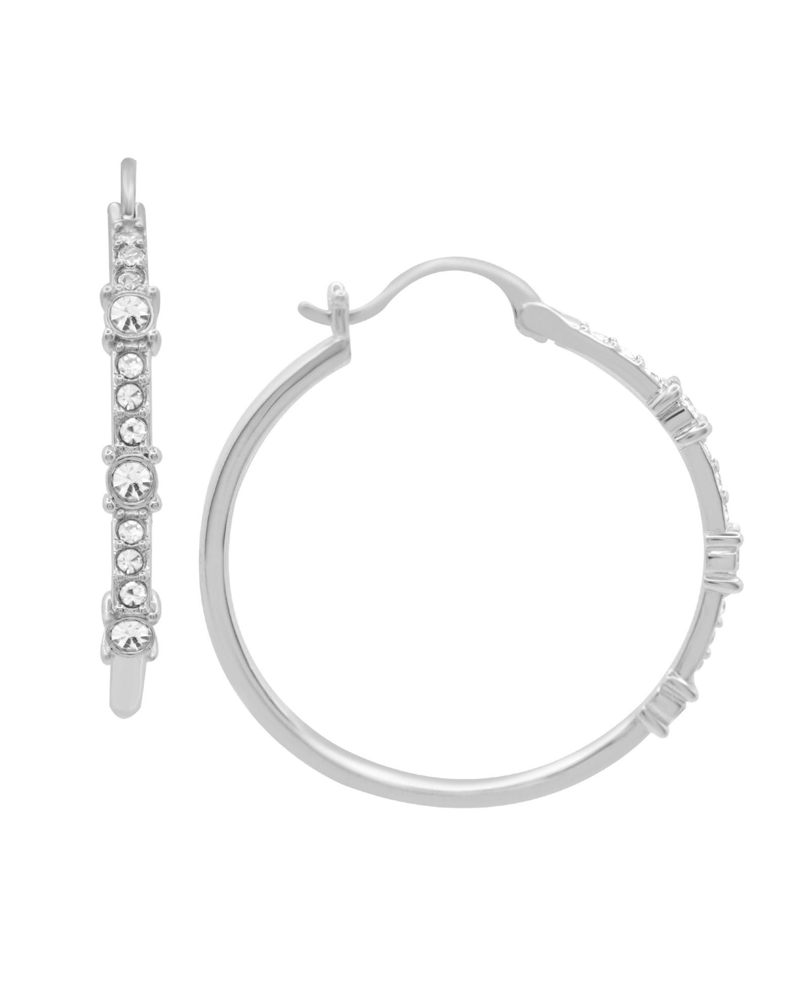 Серьги-кольца Essentials Clear Crystal Frontal, Gold & Silver Plate