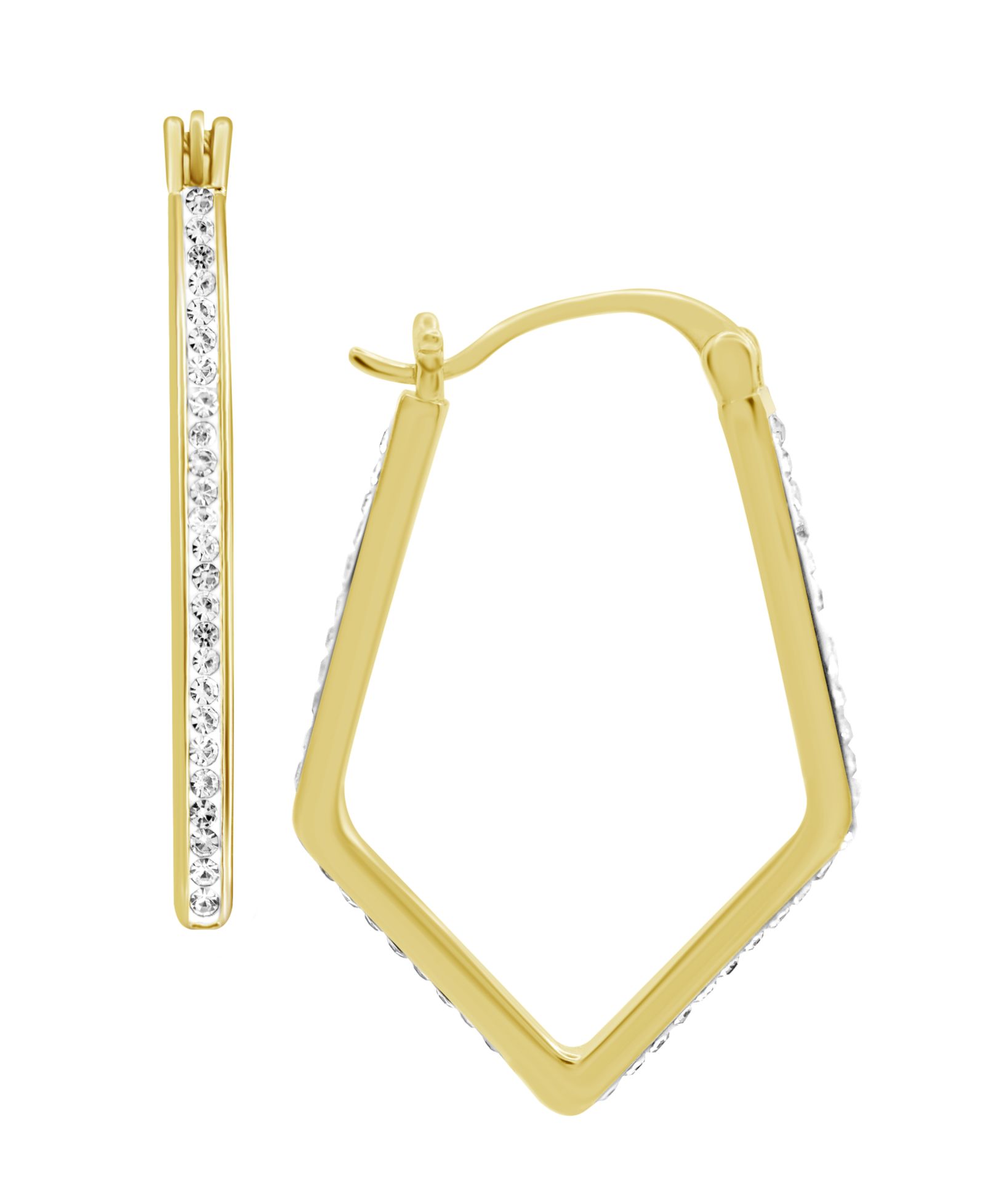 Essentials серьги-кольца Clear Crystal Pave Geometric Gold Plate and Silver Plate