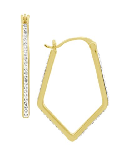 Essentials серьги-кольца Clear Crystal Pave Geometric Gold Plate and Silver Plate