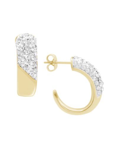 Серьги-кольца Essentials Clear Crystal Pave J Hoop, золото и серебро