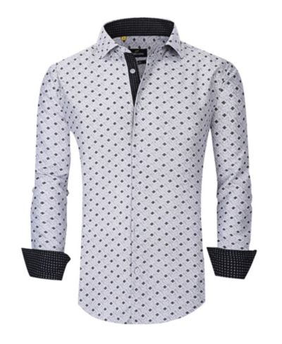 Men's Slim Fit Business Nautical Button Down Dress Shirt