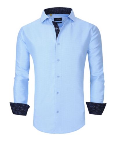 Men's Slim Fit Business Nautical Button Down Dress Shirt