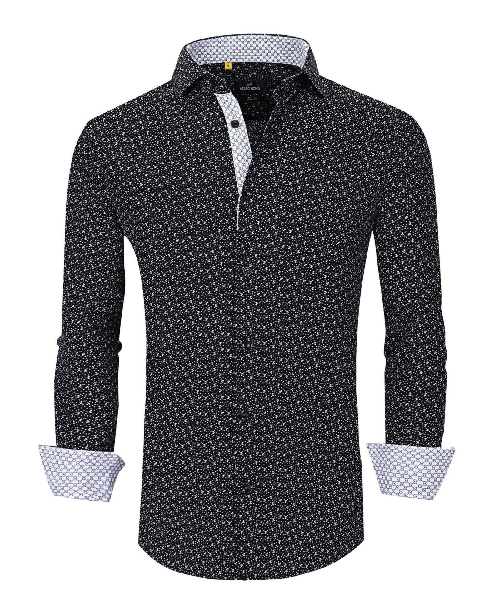 Мужская классическая рубашка Azaro Uomo Slim Fit Business Nautical Button Down