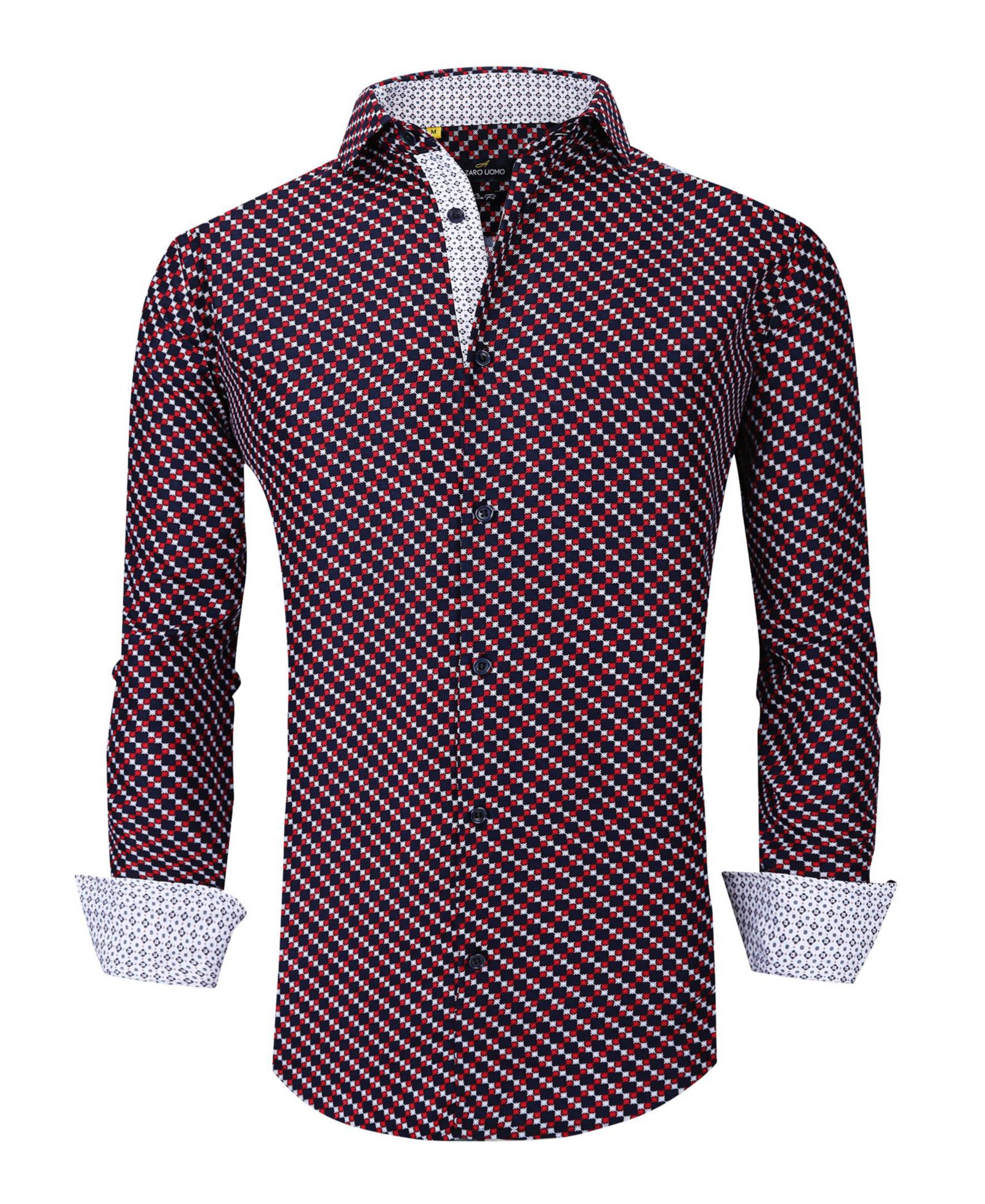 Azaro Uomo Мужская деловая рубашка Slim Fit Nautical на пуговицах