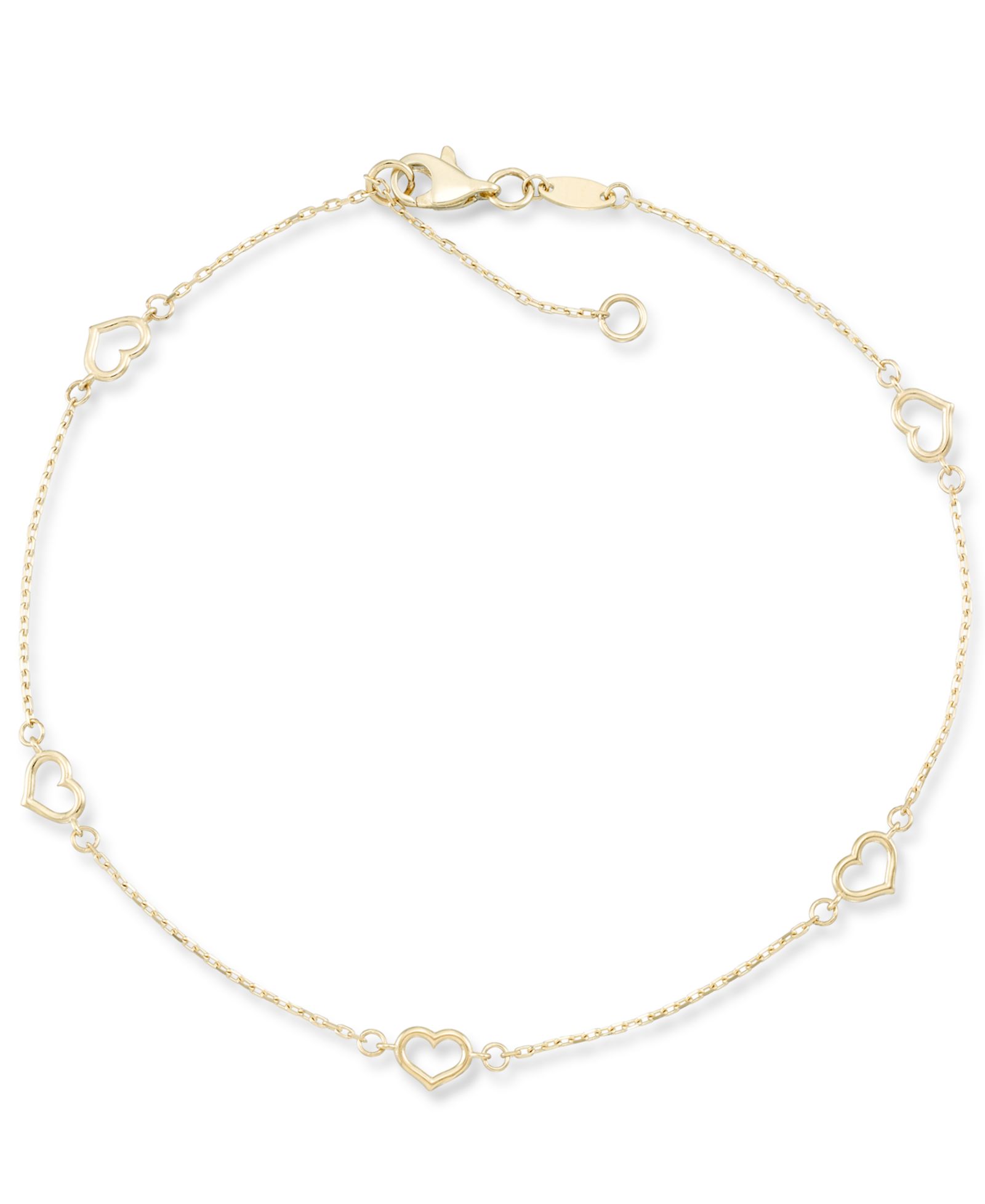 Polished Open Heart Ankle Bracelet in 10k Gold