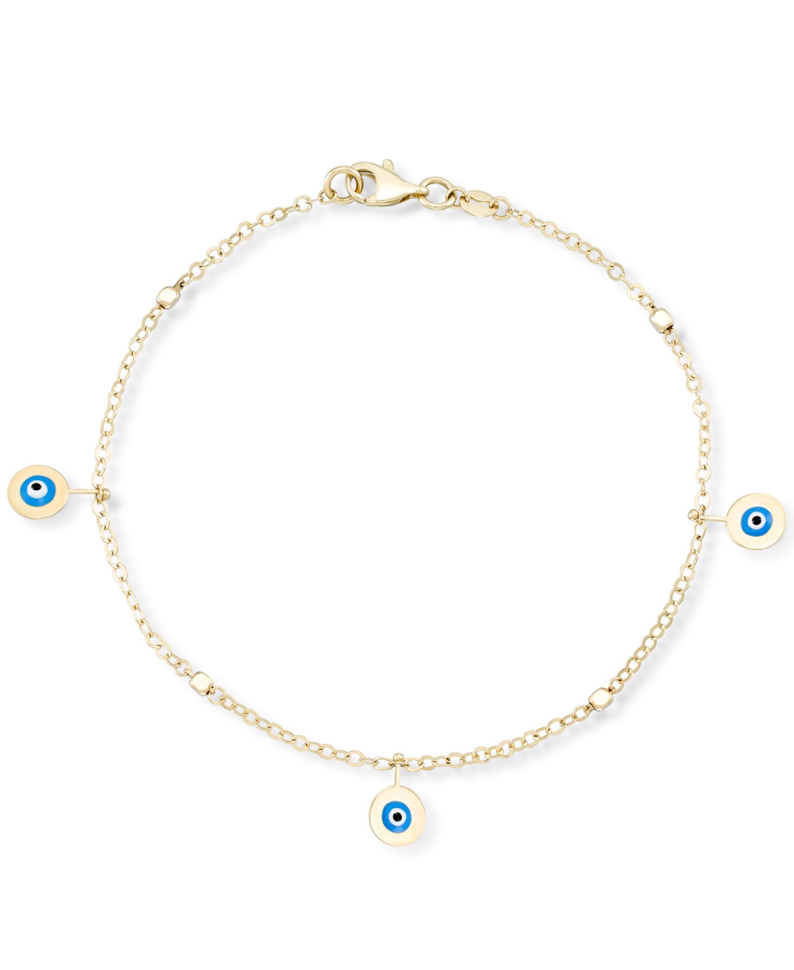Enamel Evil Eye Charm Bracelet in 10k Gold
