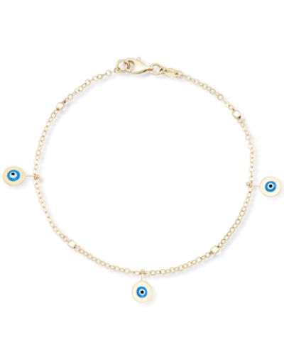 Браслет с эмалью Evil Eye в золоте 10k