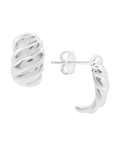 Серьги-кольца Essentials High Polished Puff Twist J Hoop Silver Plate or Gold Plate