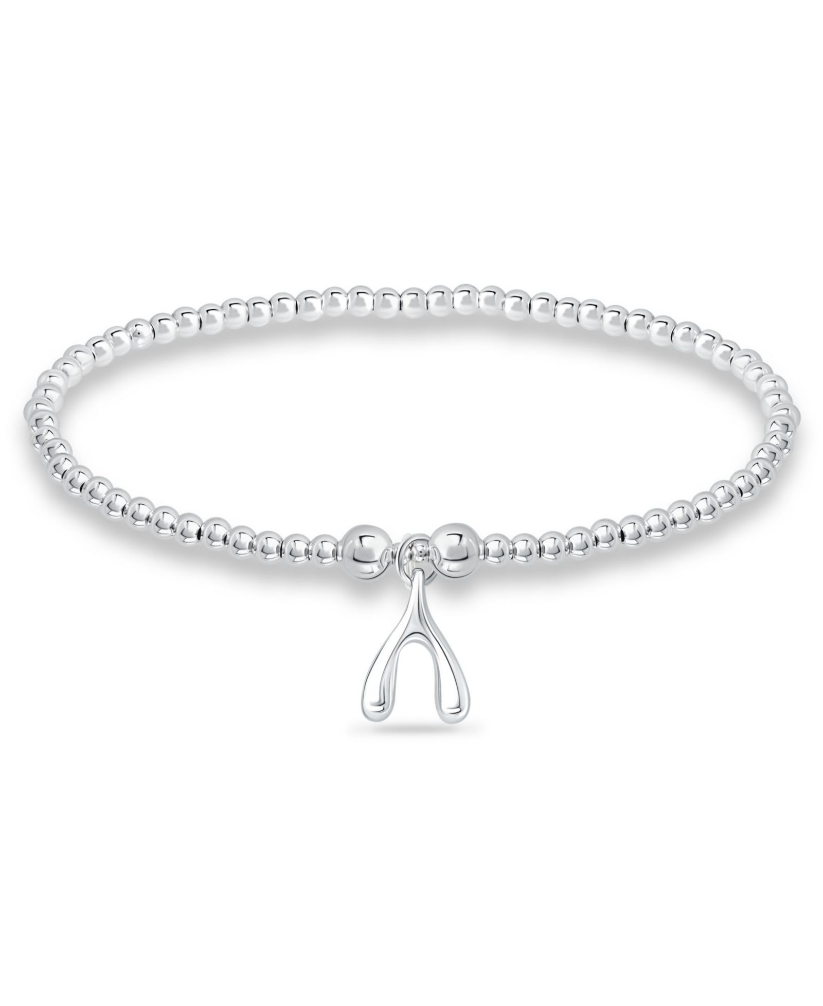 Bead Wish Bone Charm браслет с подвесками silver plate