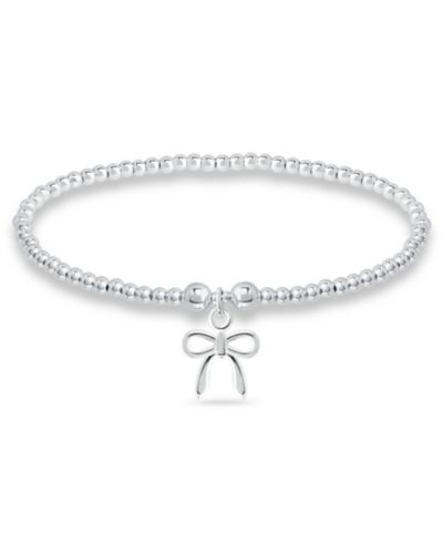 Bead Bow Charm Bracelet in Silver Plate