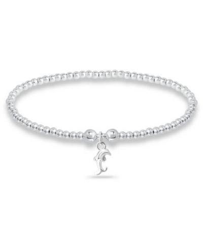 Bead Dolphin Charm Bracelet in Silver Plate