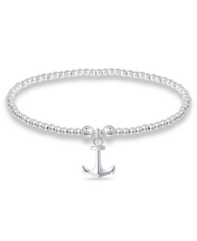 Bead Anchor Charm Bracelet in Silver Plate