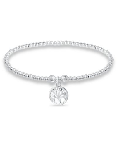 Bead Tree Of Life Charm Bracelet in Silver Plate