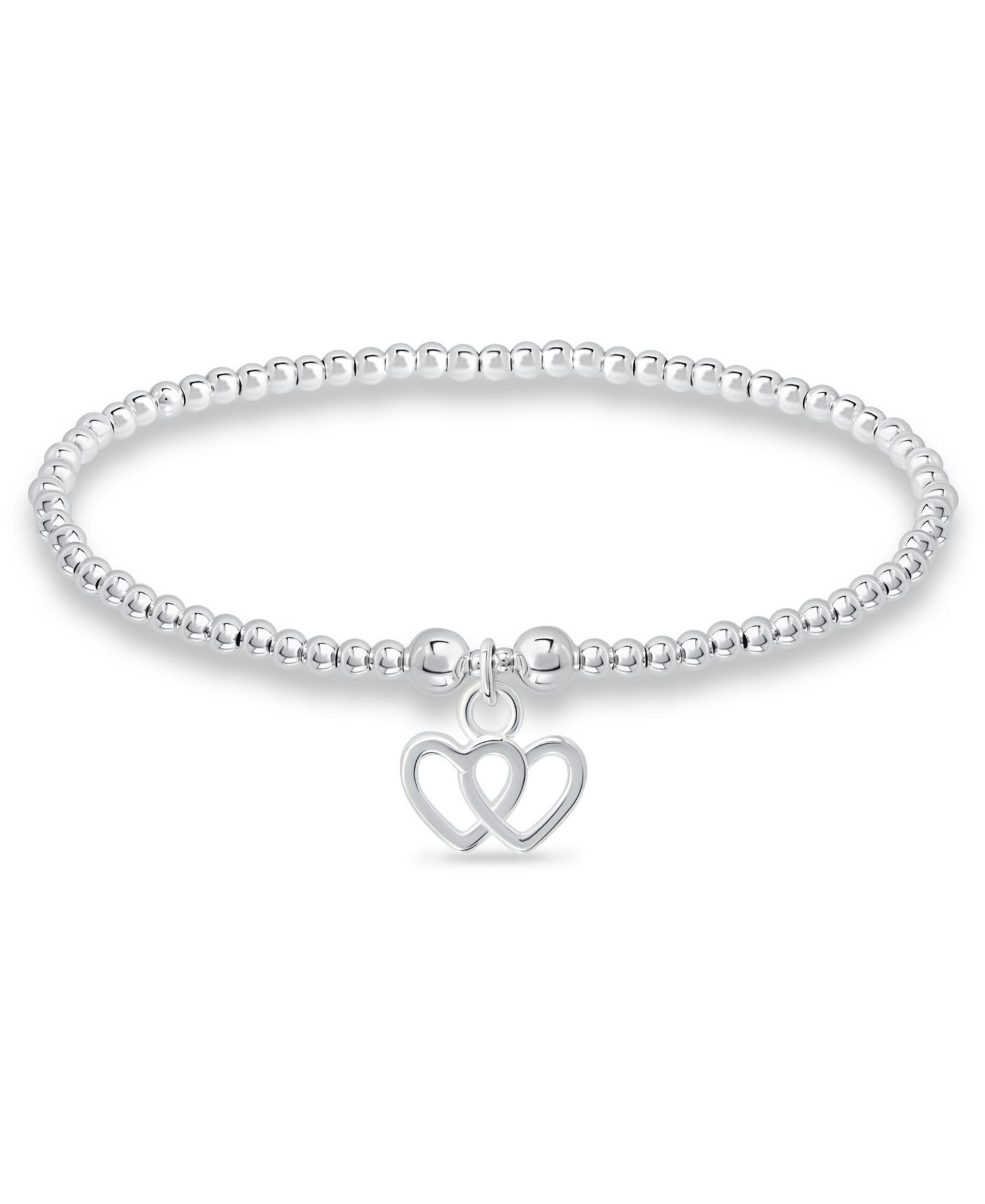 Браслет Macy's Bead Double Heart Charm в серебристом напылении