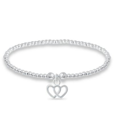 Браслет Macy's Bead Double Heart Charm в серебристом напылении