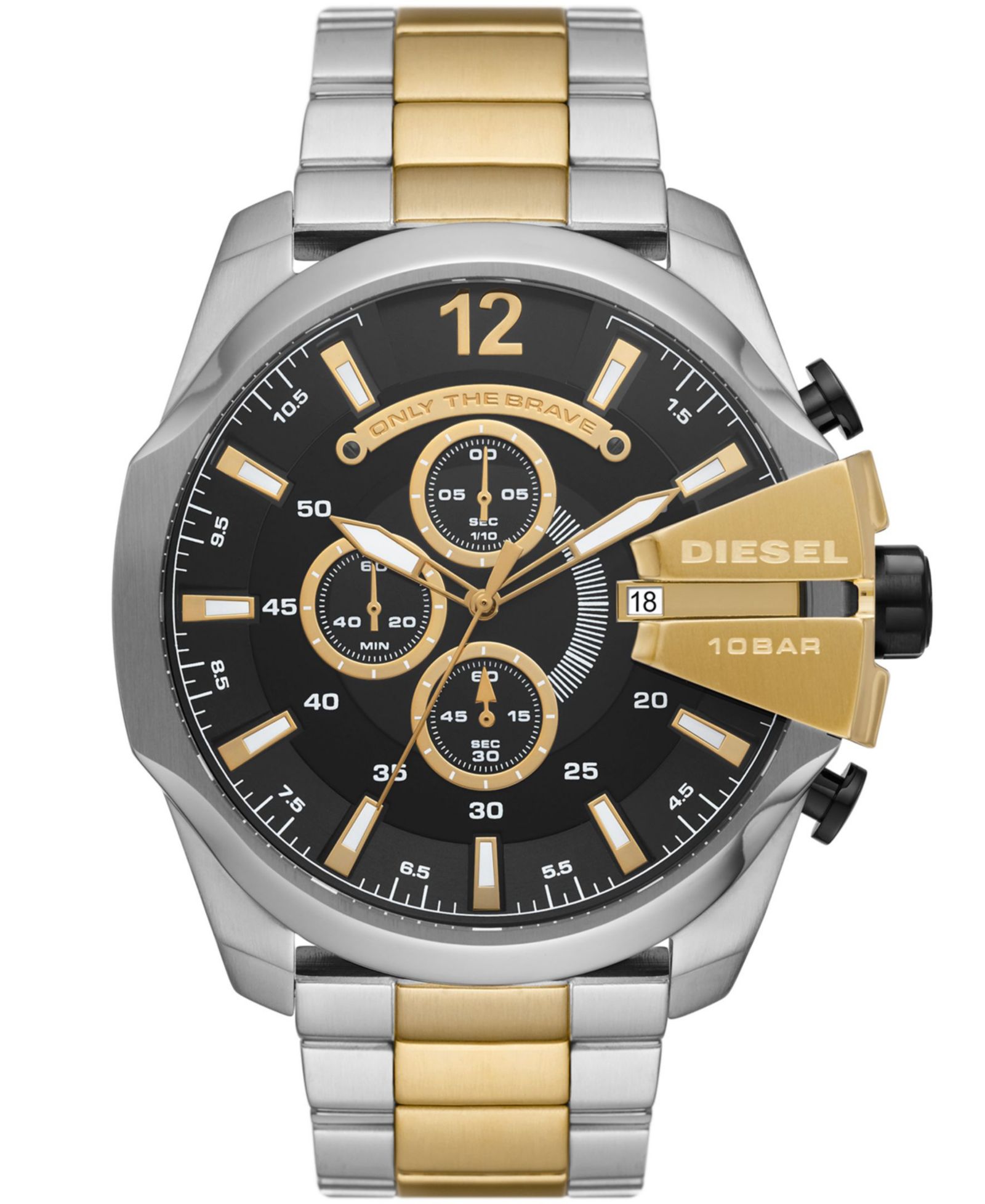 Мужские часы Diesel Mega Chief Chronograph, двухцветная сталь, 51mm
