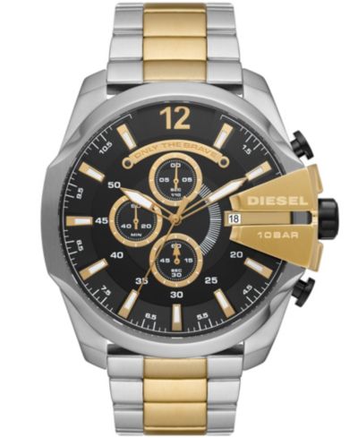 Мужские часы Diesel Mega Chief Chronograph, двухцветная сталь, 51mm