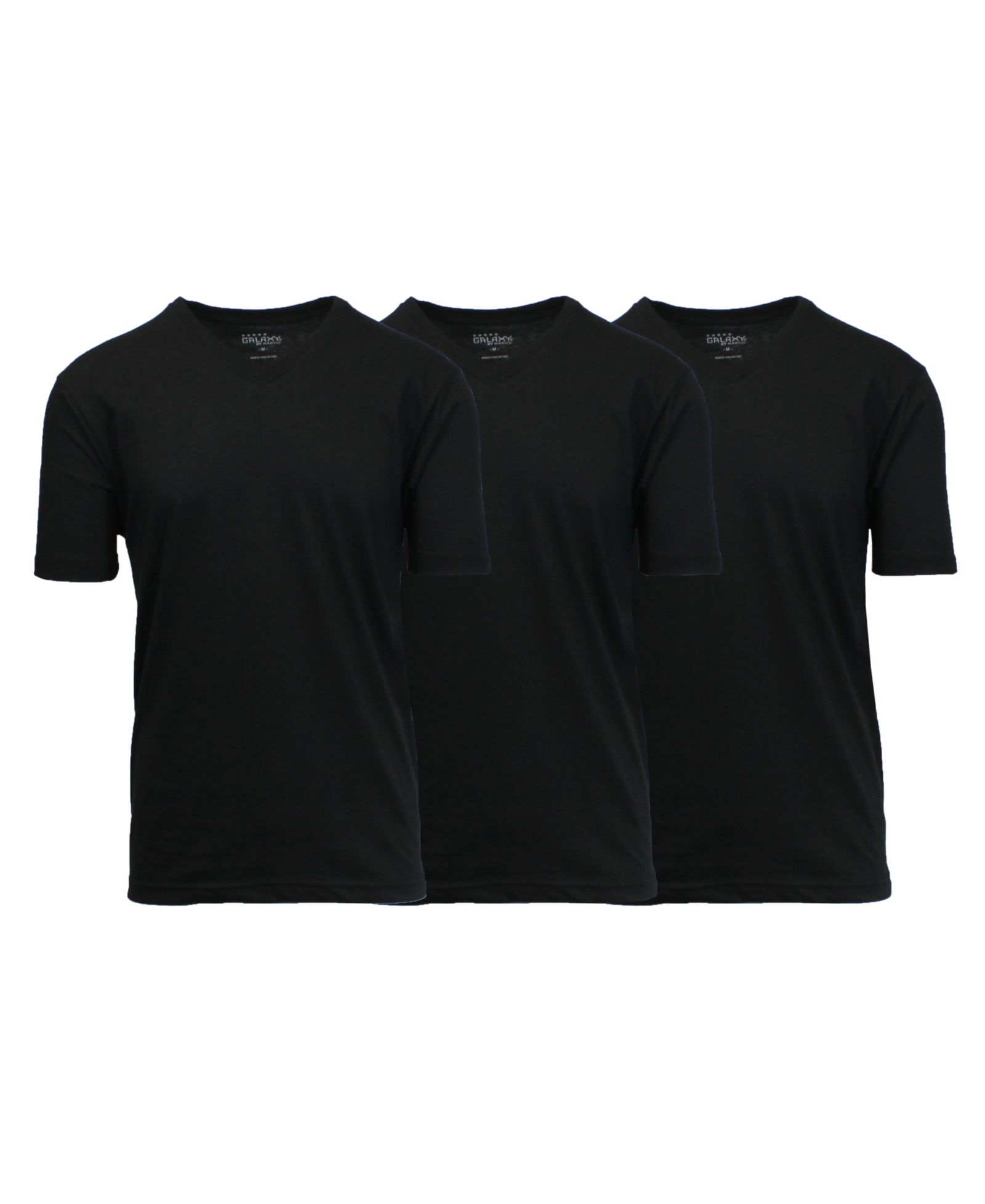 Galaxy By Harvic Men's Short Sleeve V-Neck T-shirt, Pack of 3