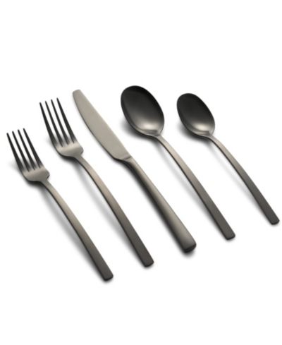 Cambridge Silversmiths Beacon Black Satin 45-Piece Flatware Set, Service for 8