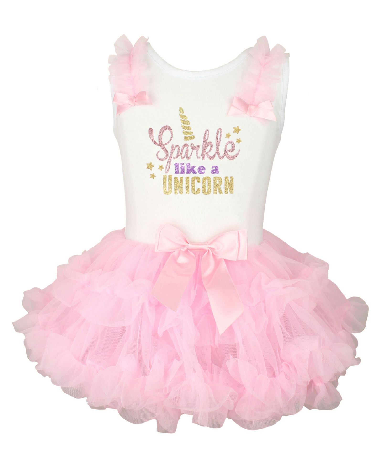Платье Popatu Big Girls Sparkle Unicorn Glitter Ruffle с юбкой Tutu