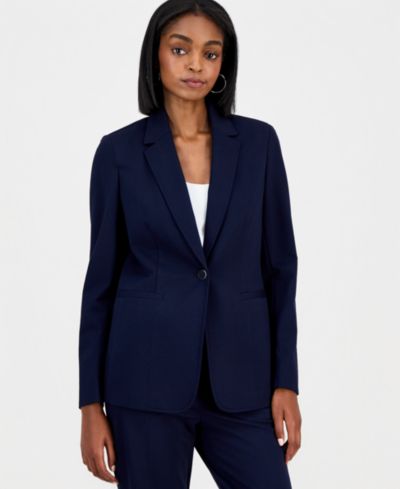 Bar III Women's Compression Notch-Collar Single Button Blazer, Created for Macy's