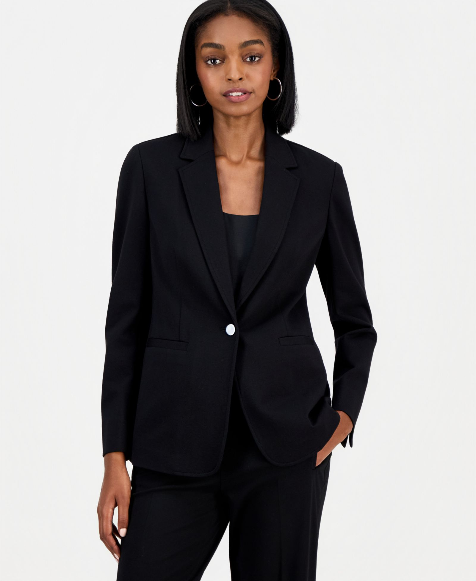 Bar III Women's Compression Notch-Collar Single Button Blazer, Created for Macy's