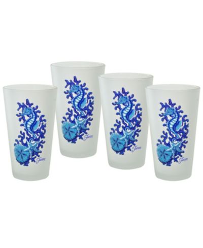 Fiesta Coastal Seahorse Frosted Tapered Cooler Glasses, Set of 4