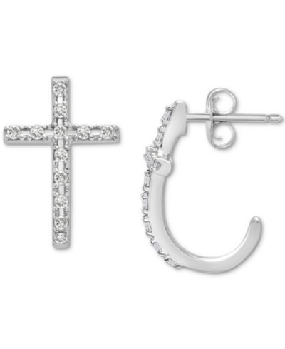 Серьги Wrapped™ Diamond Cross в 14k белом или желтом золоте
