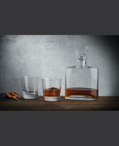 Набор из 3 стеклянных квадратных бутылок для виски с рюмками Nude Glass