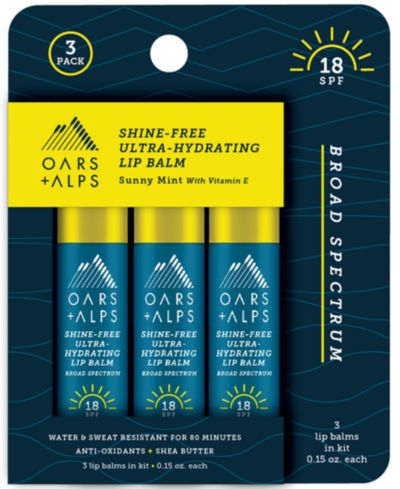 Бальзам для губ Oars + Alps Shine-Free Ultra-Hydrating SPF 18, 3 шт