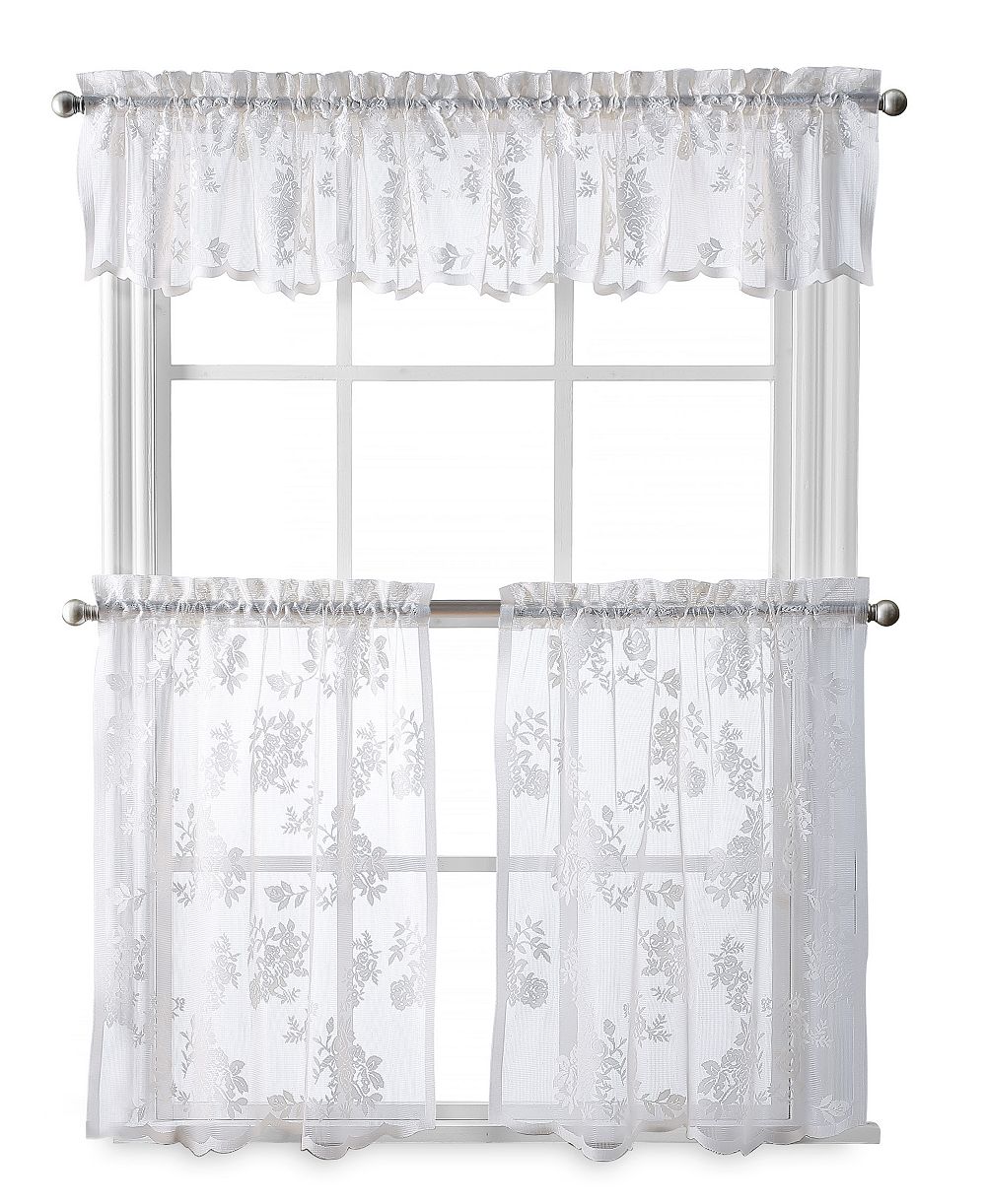 Curtainworks комплект из 2 коротких штор Sibella с кружевом и прямым кроем, 36 x 56 дюймов