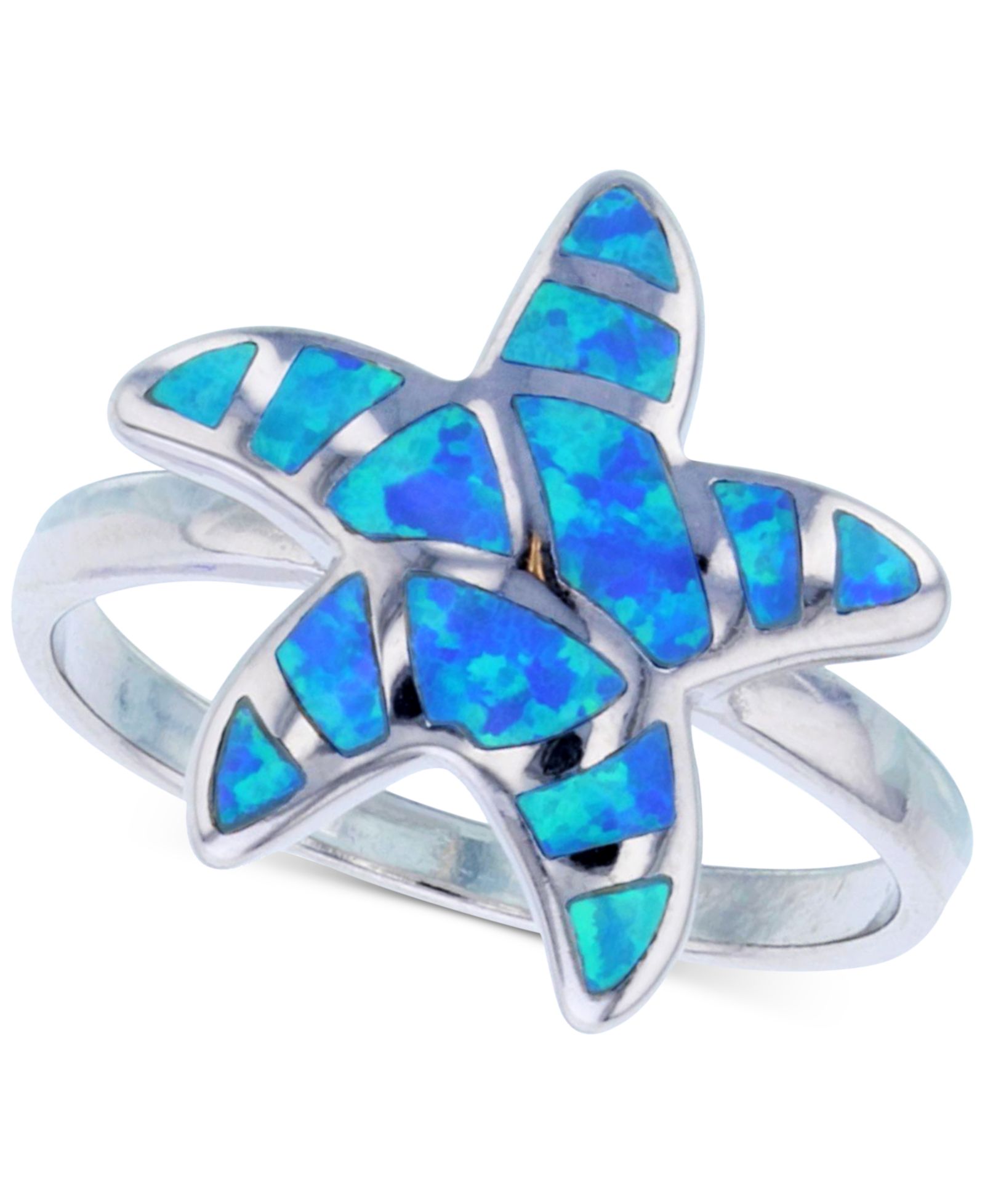 Кольцо с голубым опалом Lab-Grown в Sterling Silver
