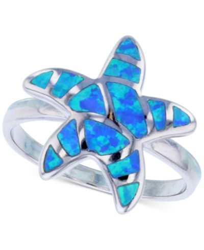 Кольцо с голубым опалом Lab-Grown в Sterling Silver
