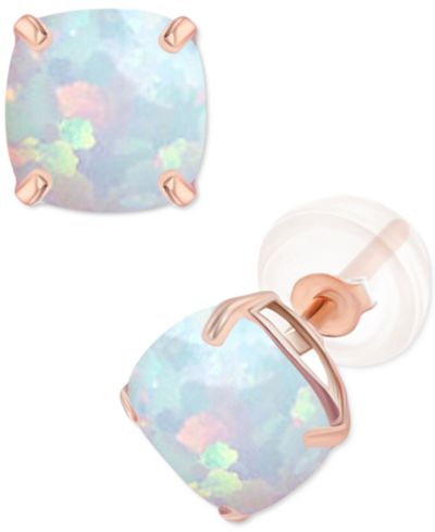 Серьги-гвоздики с натуральным опалом в серебряной оправе 3/4 ct. t.w.