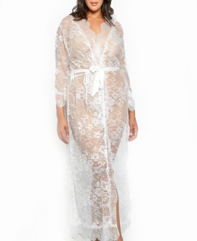 Plus Size Jasmine Eyelash Lace Maxi Robe