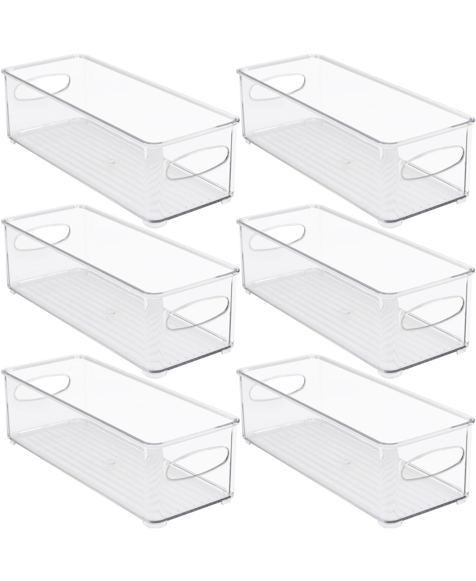 Sorbus 6 Pack Narrow Stackable Clear Storage Bins with Handles- for Kitchen Pantry, Freezer & Fridge Organization