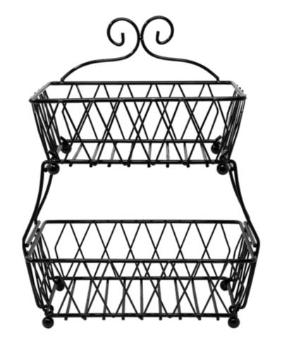 SORBUS 2-Tier Wire Bread Basket Stand - for Kitchen Countertop Organization & Display Rack, Fruit & Bread Basket