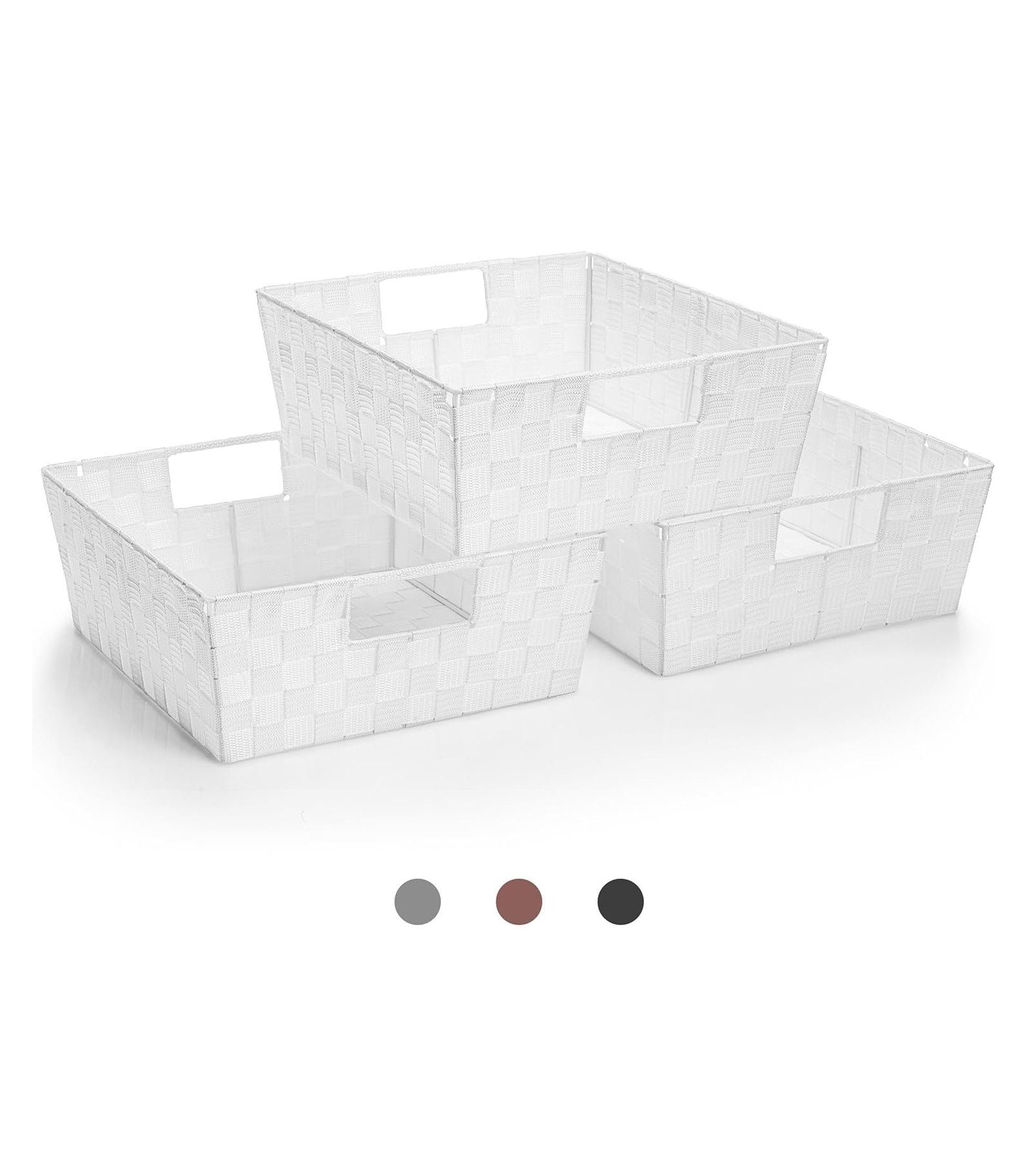 Sorbus 3-Pack Storage Basket Set - Mesh Hand-Woven, Stackable Baskets for Shelves, Closets, Bathroom and More