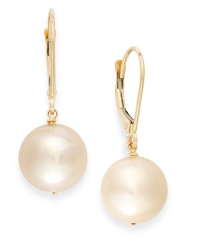 Серьги с культивированным речным жемчугом в 14k Gold (10mm)