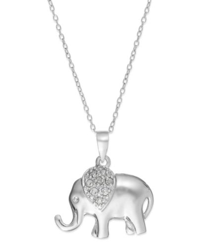 Diamond Elephant подвеска-кулон 18" из стерлингового серебра (1/10 ct. t.w.)