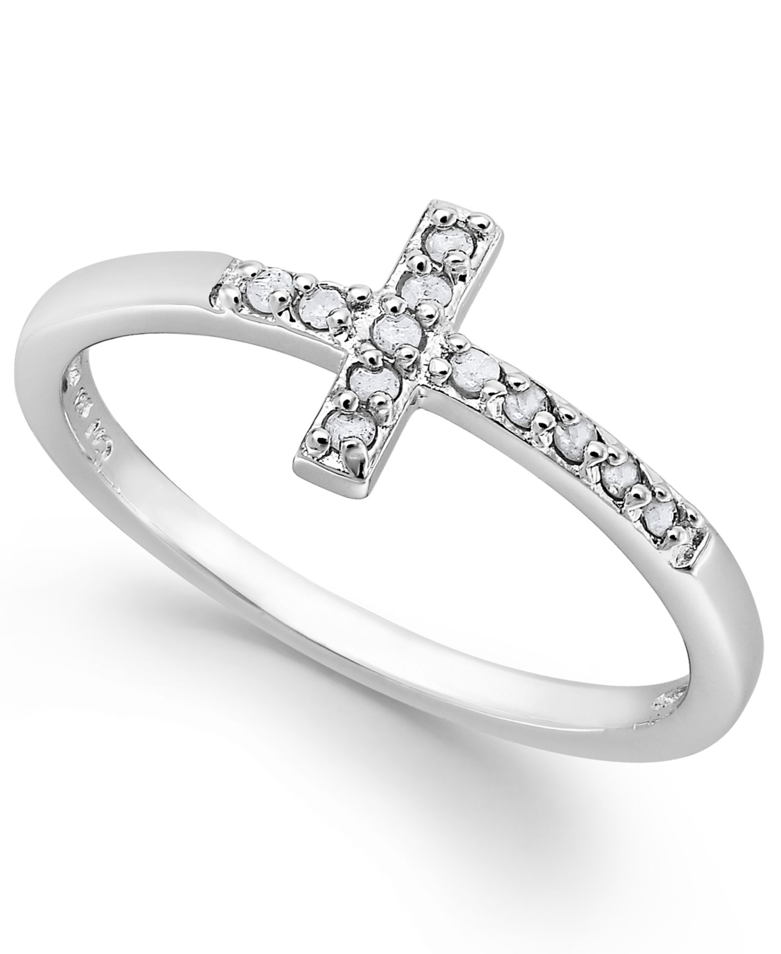 Diamond Cross Ring in Sterling Silver (1/10 ct. t.w.)