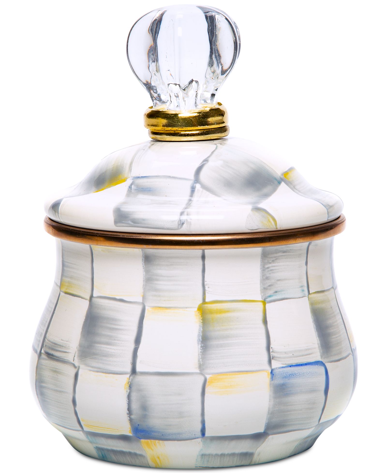 Mackenzie-Childs Sterling Check Lidded Sugar Bowl