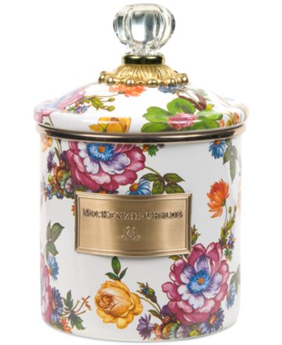 Mackenzie-Childs White Flower Market Small Canister