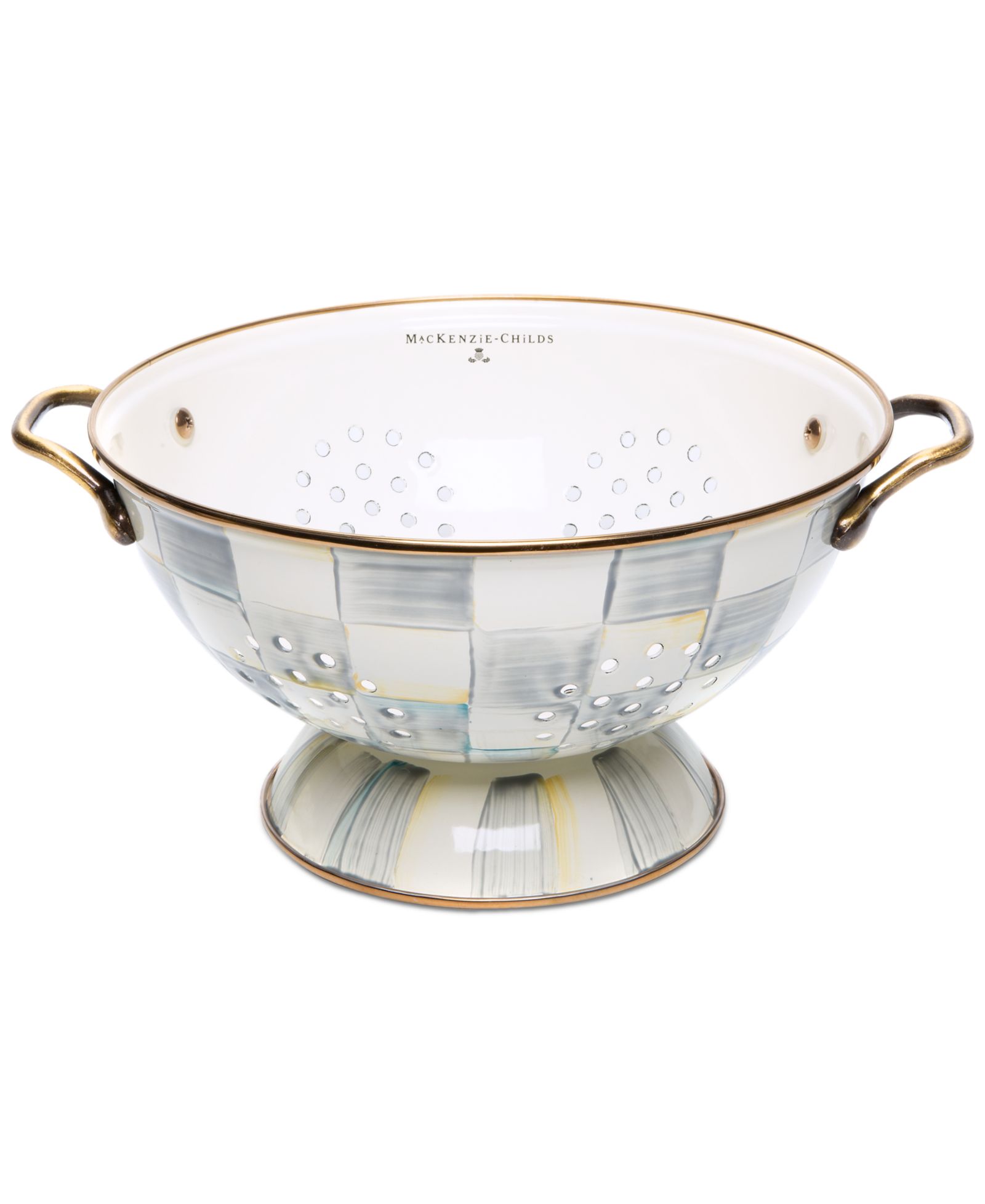 Mackenzie-Childs Sterling Check Large Colander