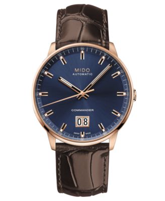 Mido Мужские швейцарские автоматические часы Commander Big Date с коричневым кожаным ремешком 42 мм